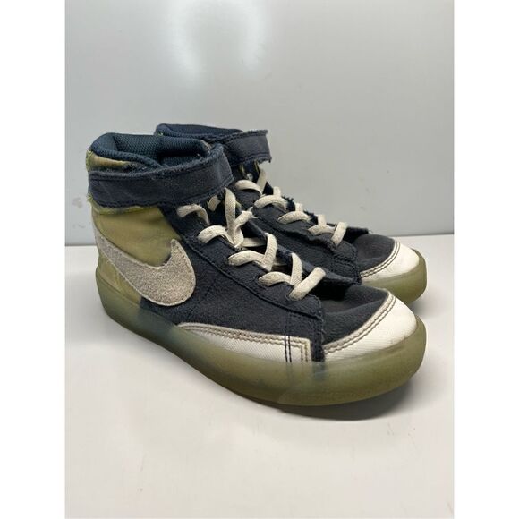 Nike Blazer Mid ‘77 Kids 12C  Navy/White/Gray Hook And Loop DH9822-400 (L12) - Picture 2 of 10